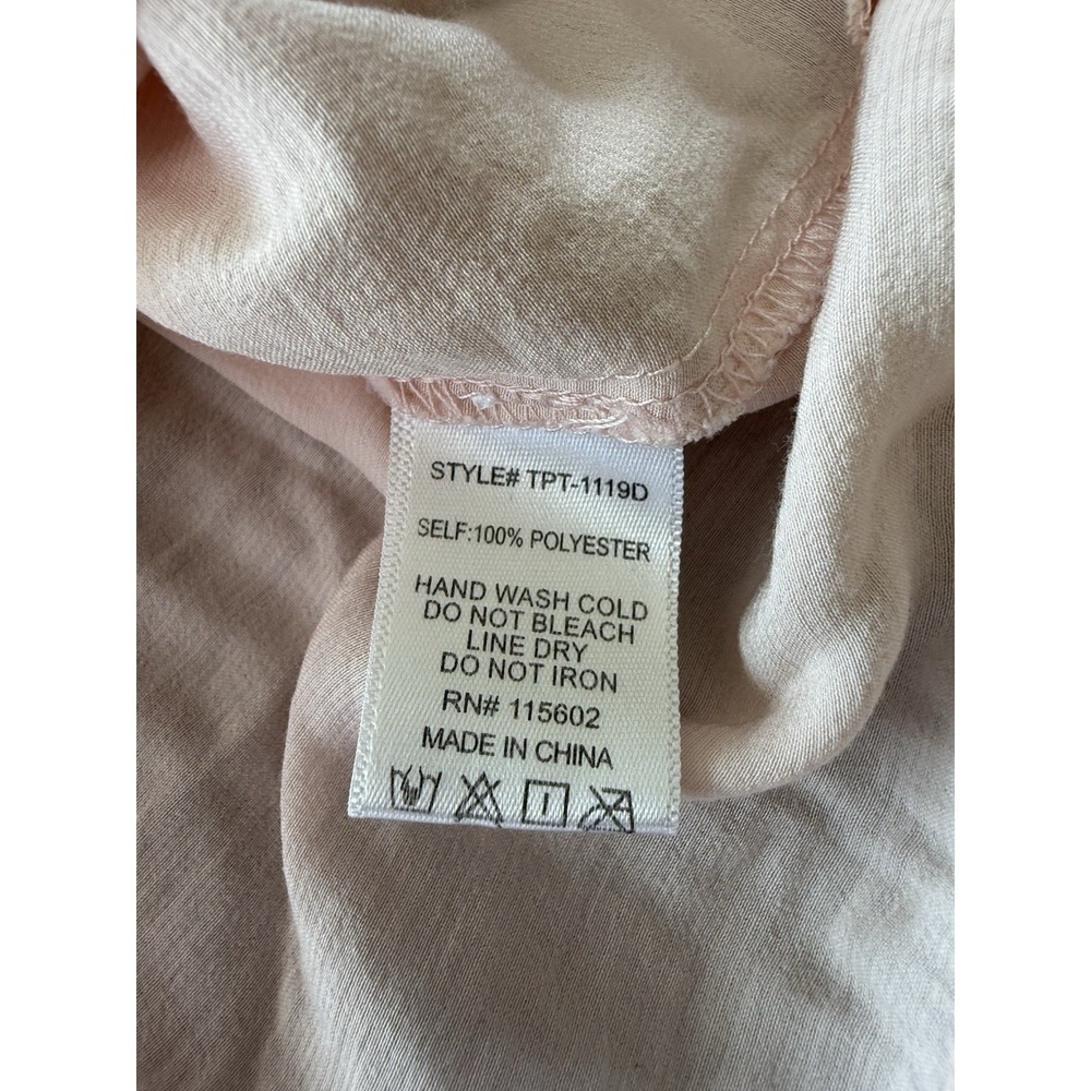 Marlowe Sirena Blush Tie Front Blouse Hook Eye Layering Top Short Sleeve - Picture 4 of 6